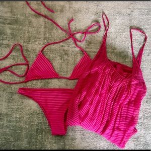 Mikoh Matching Bundle Pink Striped Dress & Bikini!